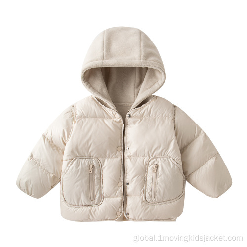 Girls Puffer Jacket With Hood Baby White Duck Down Jacket Supplier